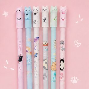 Stylos Gel Mignons à Têtes de Chat en Couleurs Pastel
