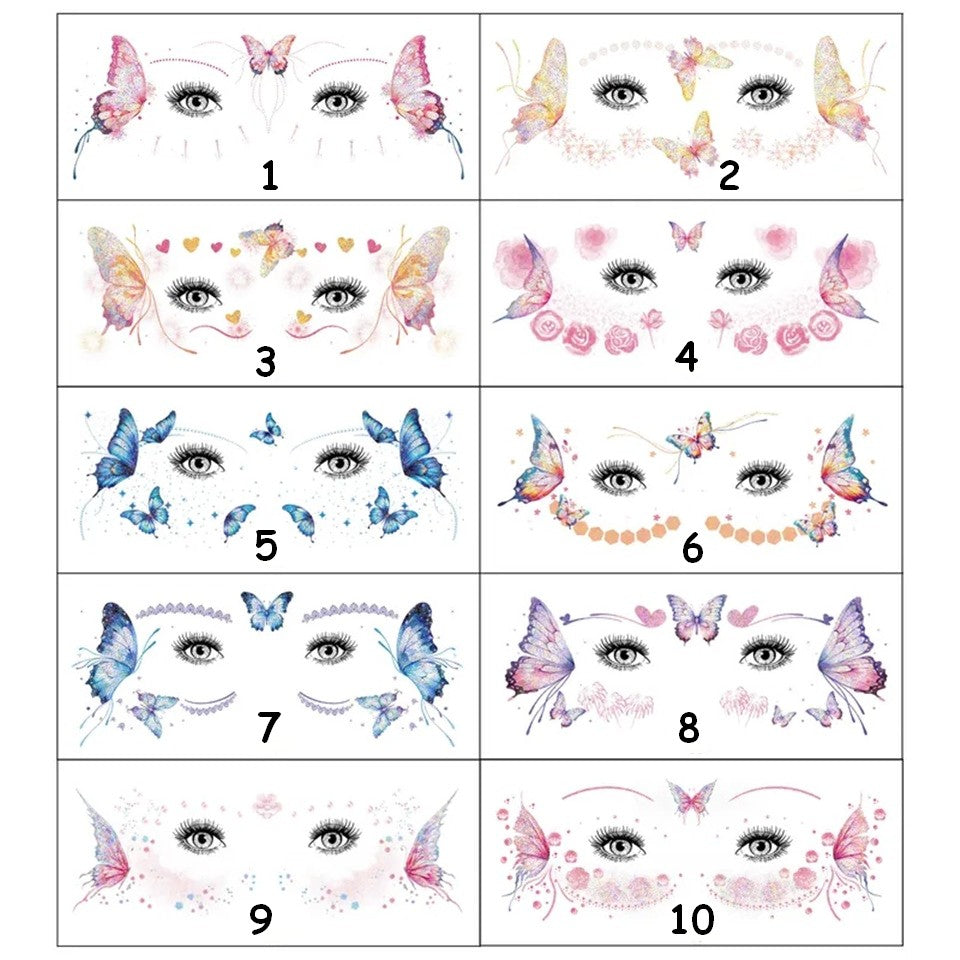 Tatouage éphémère Papillons Pailletés pour Visage – Image 3