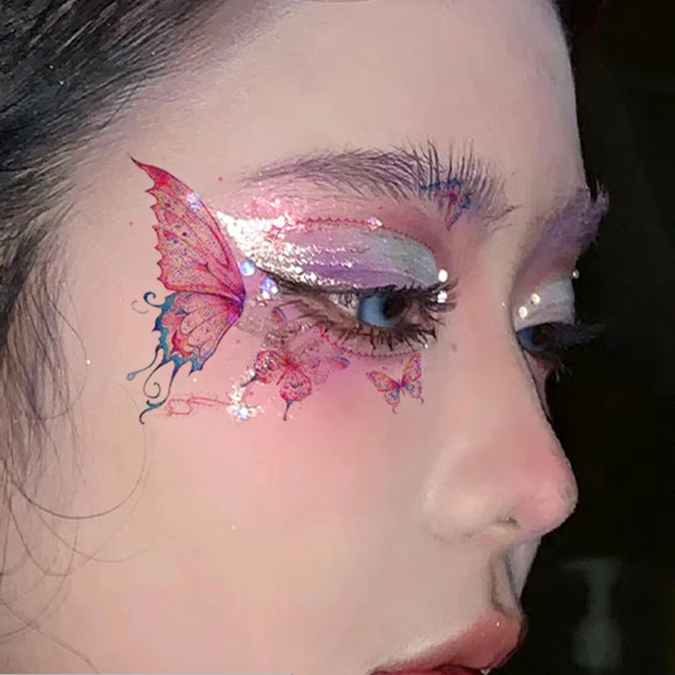 Tatouage éphémère Papillons Pailletés pour Visage – Image 6