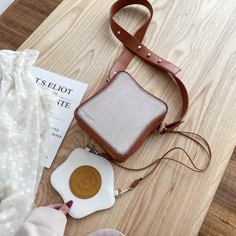 Sac à Bandoulière en Faux Cuir Forme Toast Grillé – Image 2
