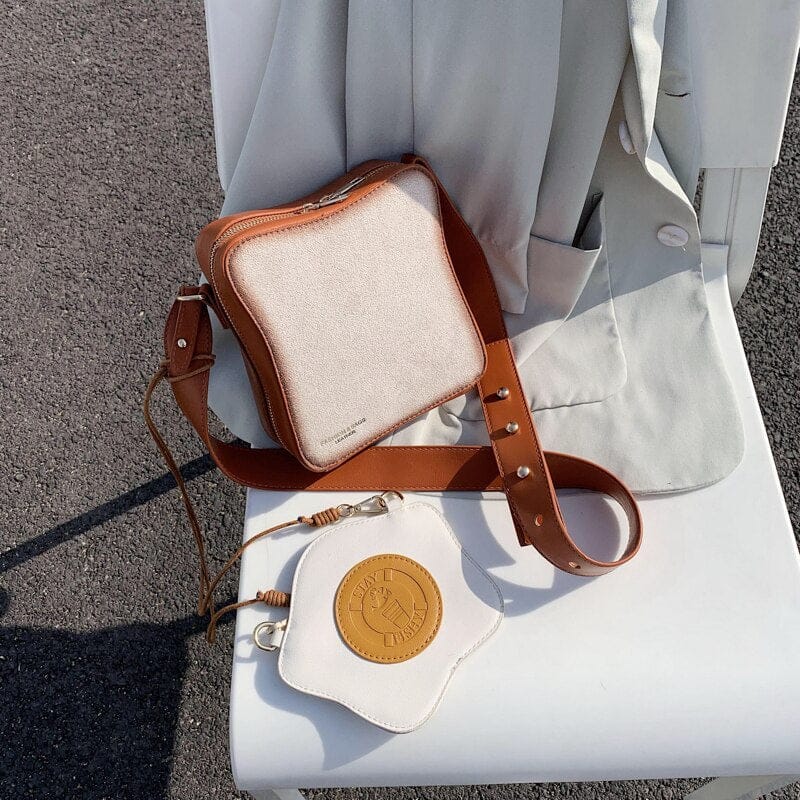 Sac à Bandoulière en Faux Cuir Forme Toast Grillé – Image 4