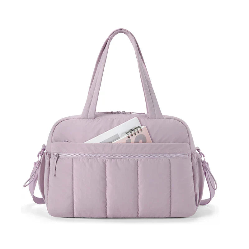 Sac Fourre-Tout Matelassé en Tissu Rose Pâle – Image 13
