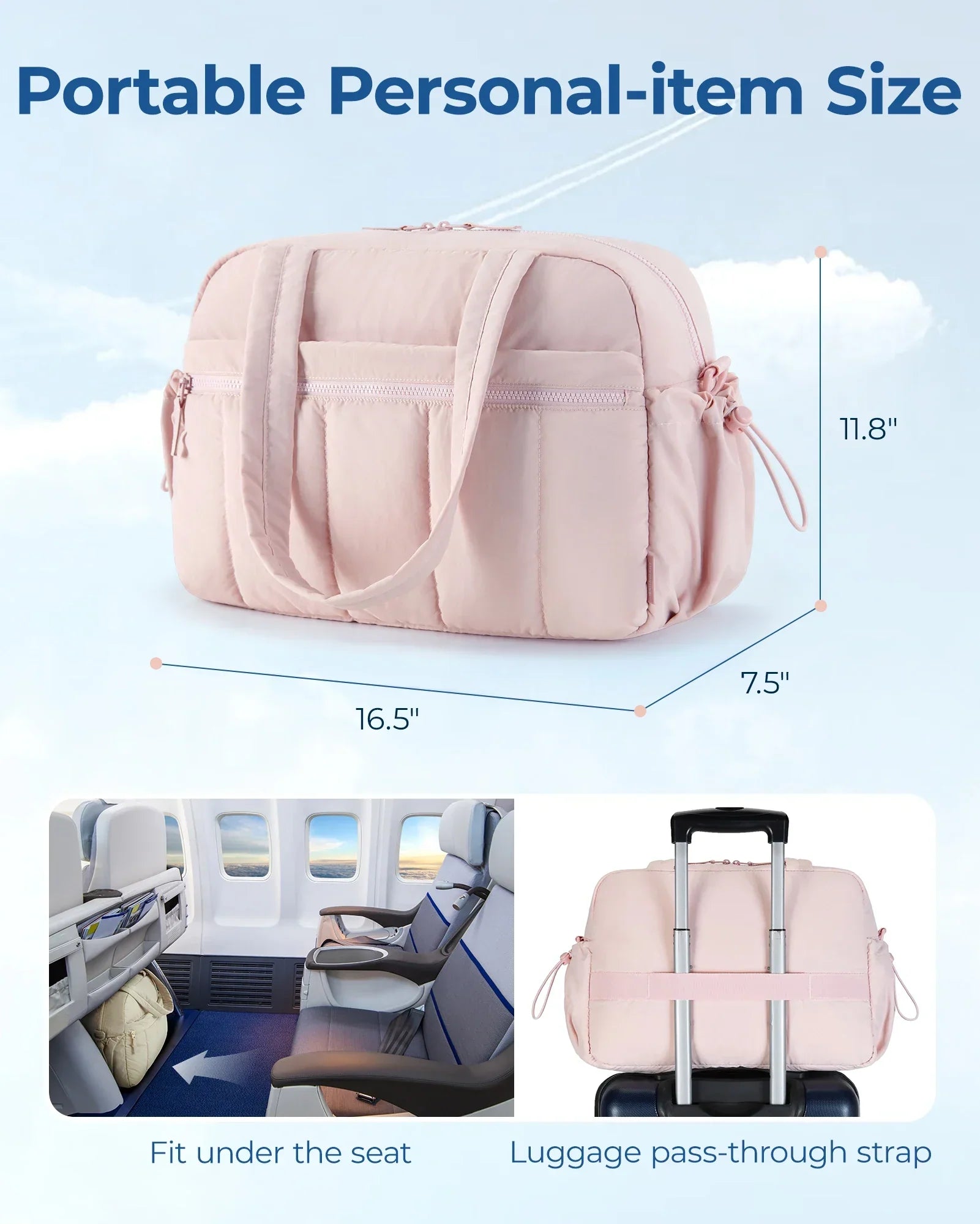 Sac Fourre-Tout Matelassé en Tissu Rose Pâle – Image 4
