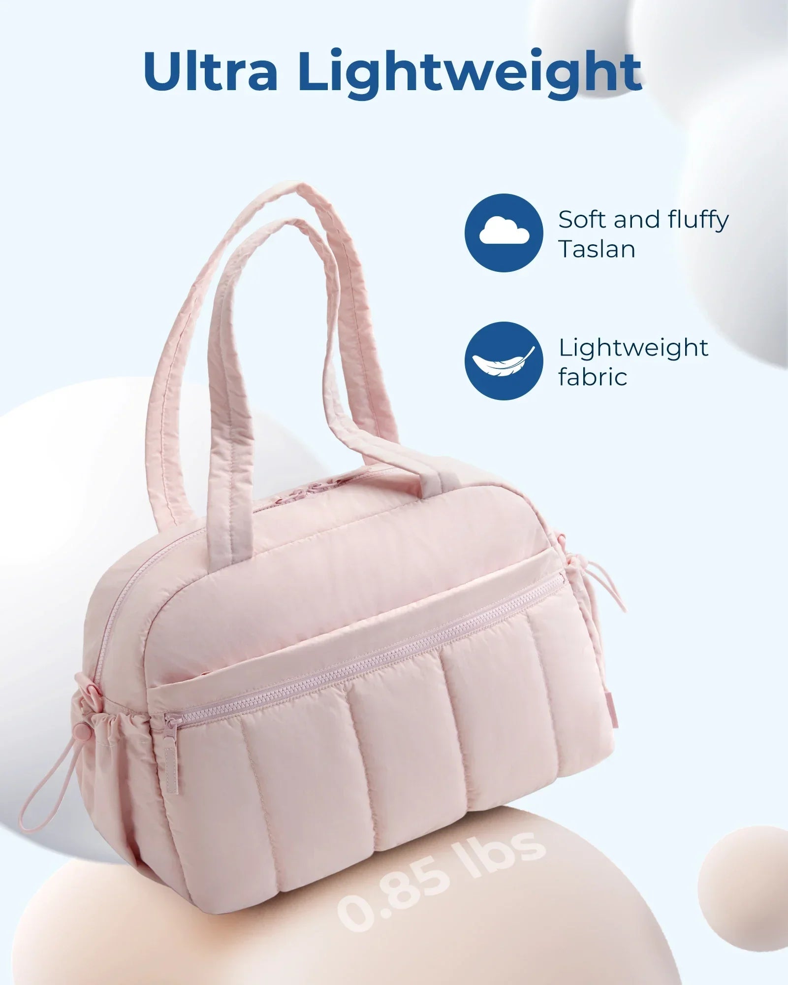 Sac Fourre-Tout Matelassé en Tissu Rose Pâle – Image 5
