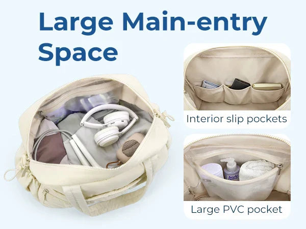 Sac Fourre-Tout Matelassé en Tissu Rose Pâle – Image 9