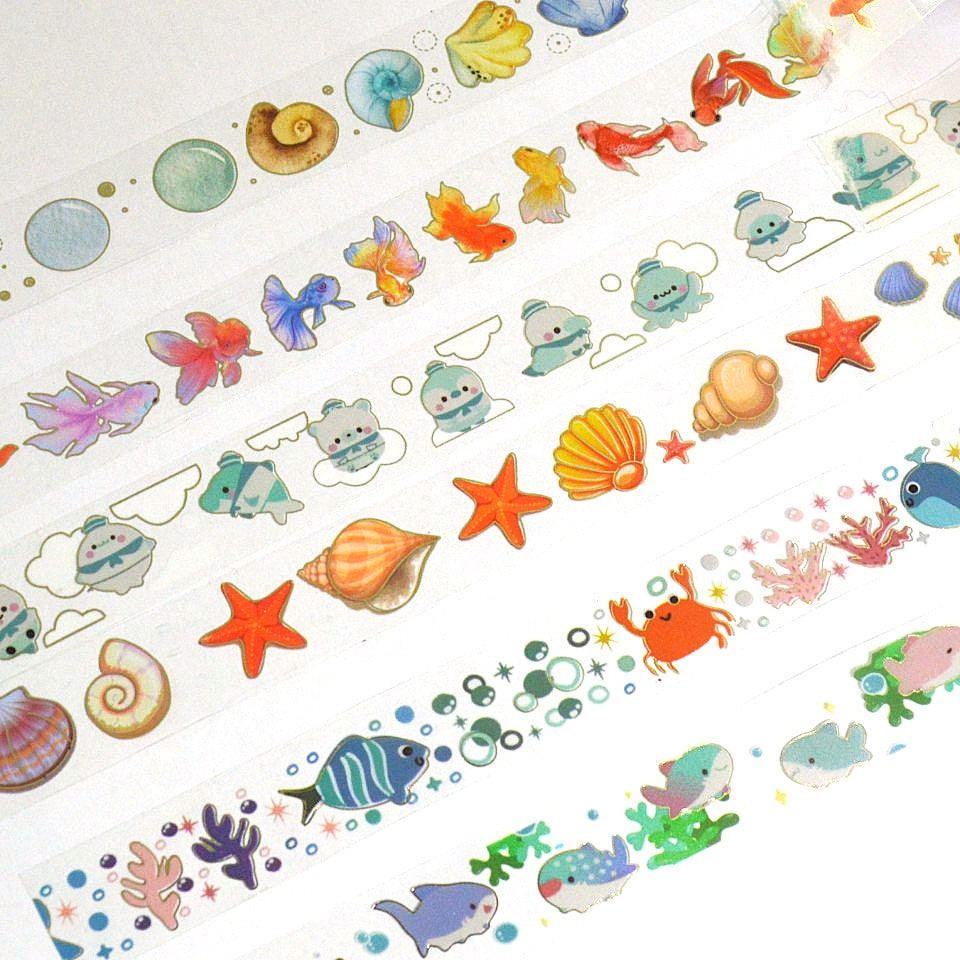 Lot de 2 Washi Tapes Thème Vie Marine – Image 2