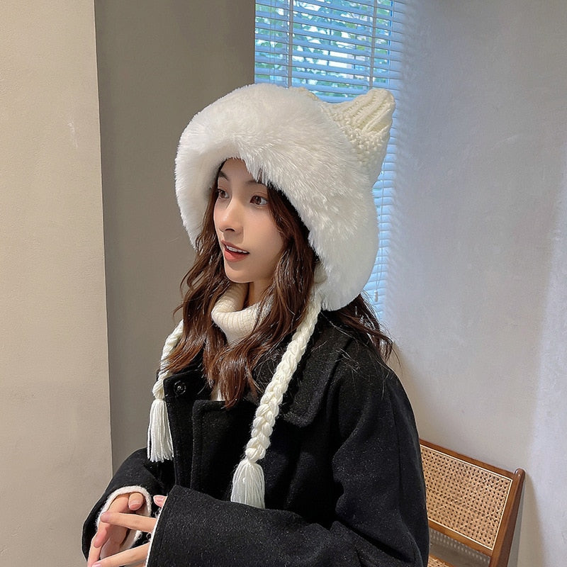 Bonnet Écru à Oreilles de Chat en Fausse Fourrure – Image 18