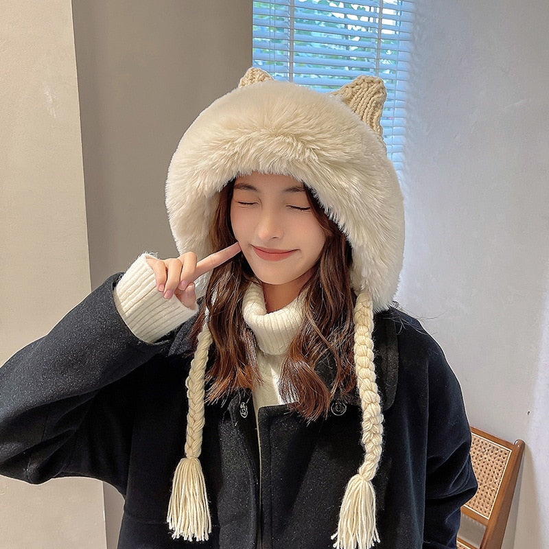 Bonnet Écru à Oreilles de Chat en Fausse Fourrure – Image 22