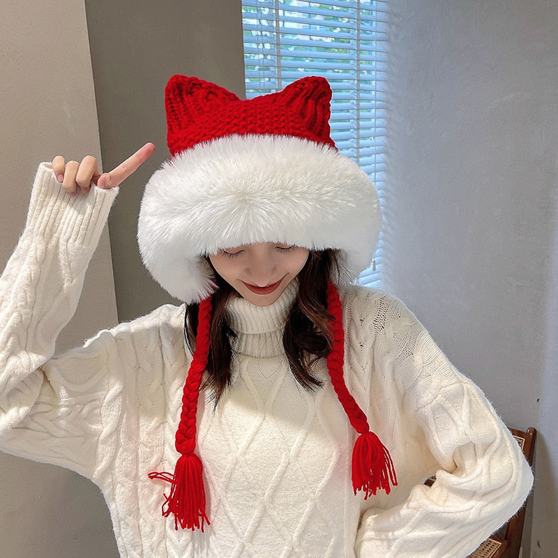 Bonnet Écru à Oreilles de Chat en Fausse Fourrure – Image 10
